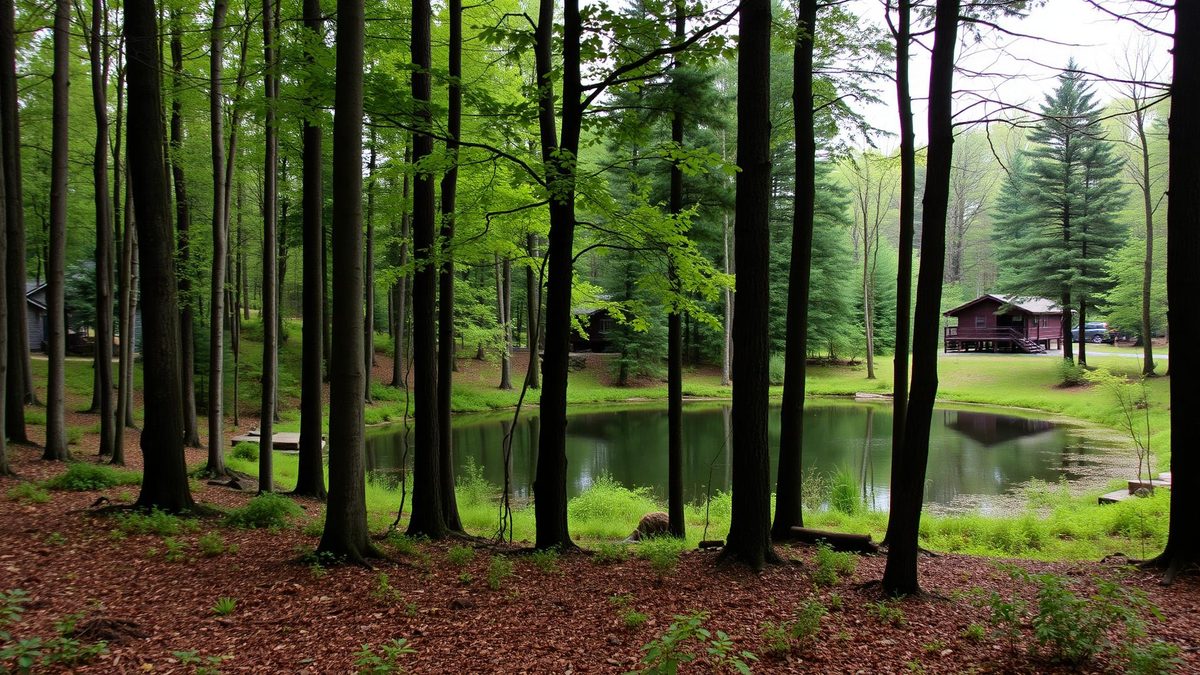 Hickory Run Forest wooded community lake