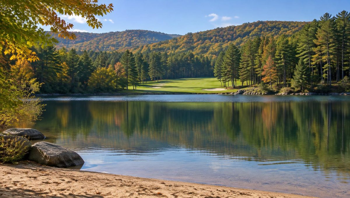 Timber Trails, a private gated community with Tall Timber Lake in Pocono Pines, Monroe County, PA