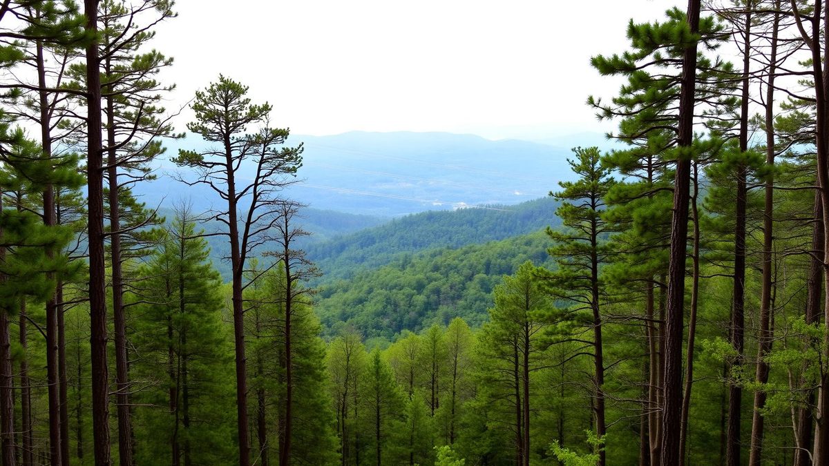 Wooded mountain landscape in the Canadensis area of the eastern Pocono Mountains