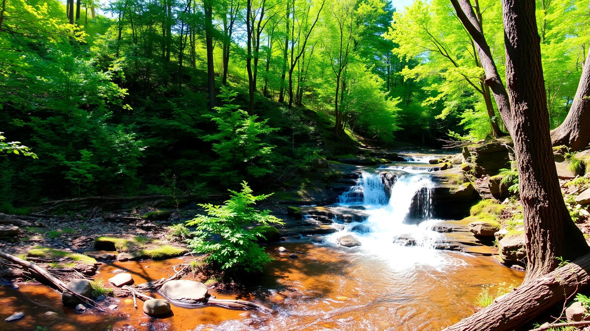 Buck Hill Falls waterfall and stream in Barrett Township, Monroe County, PA
