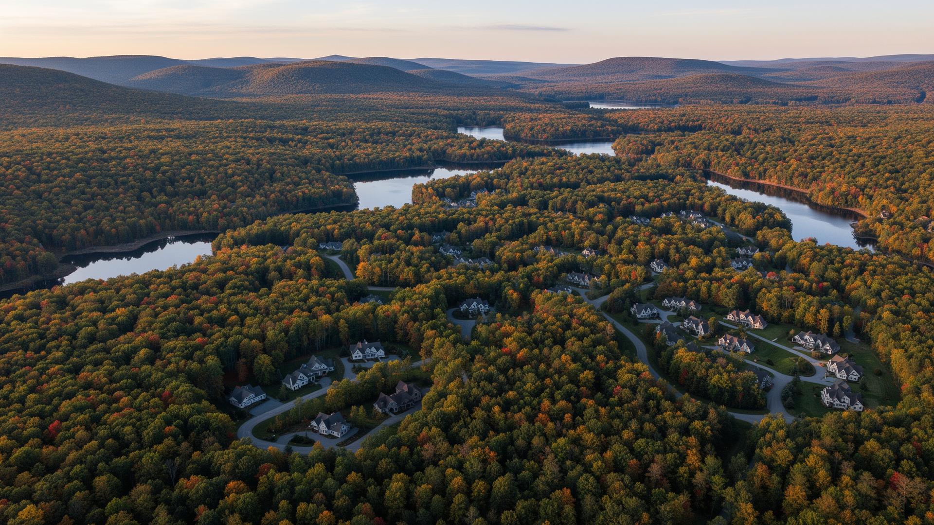 Aerial view of Hemlock Farms, a 4,500-acre private community in Pike County, PA