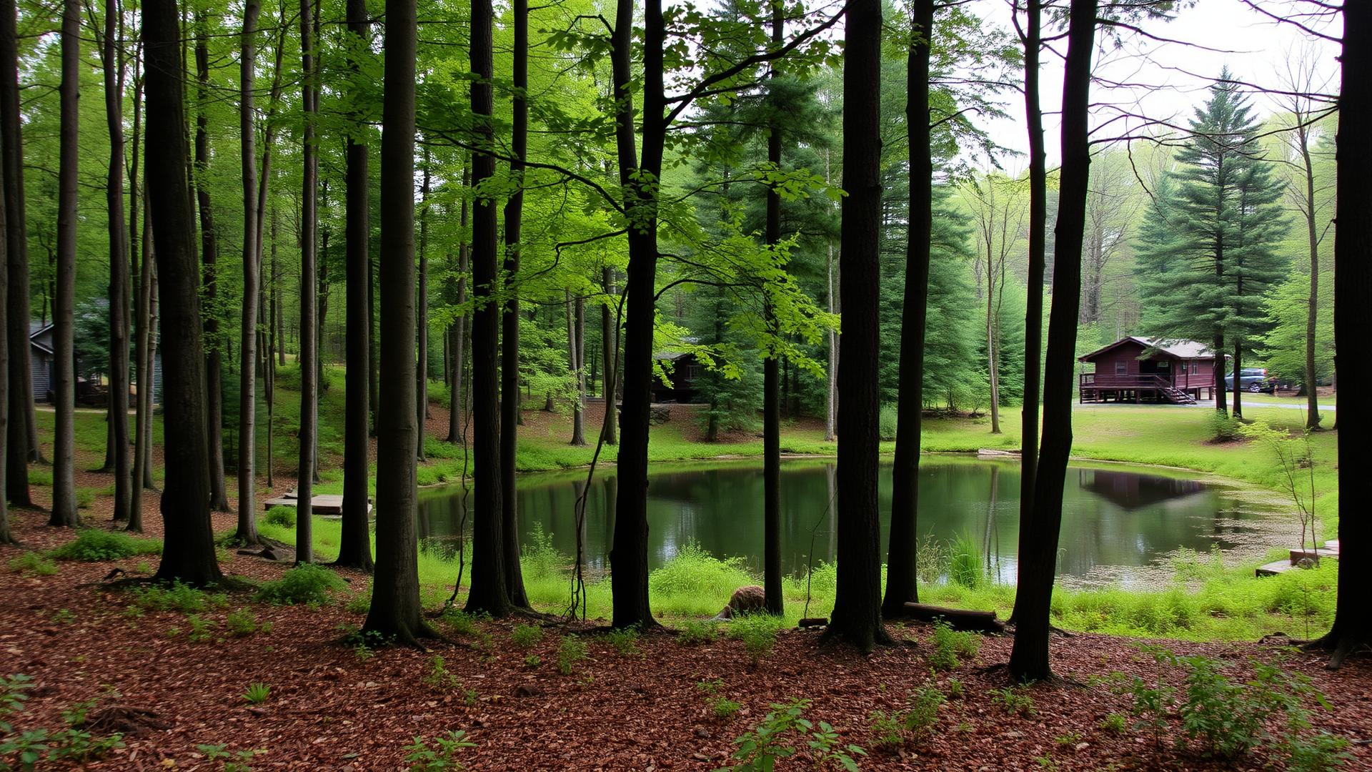 Hickory Run Forest wooded community lake