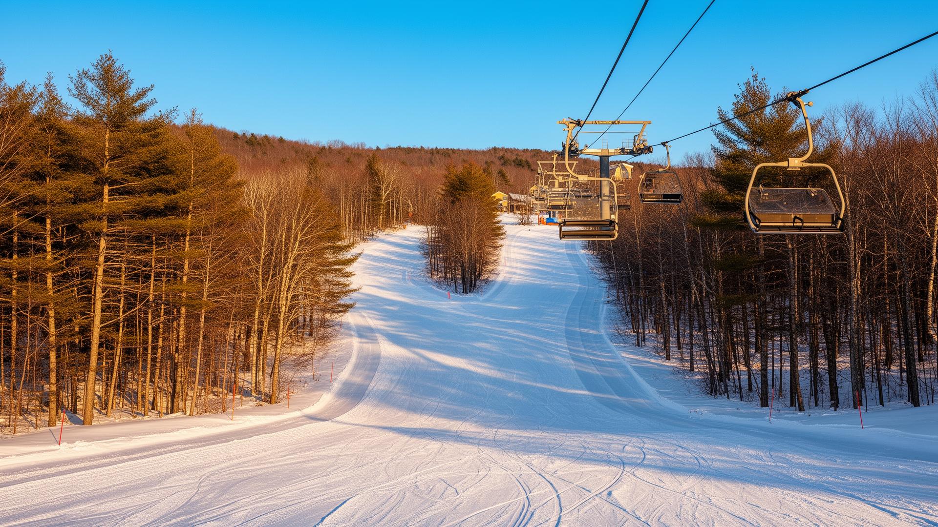 Ski slope at Saw Creek Estates on a clear winter day