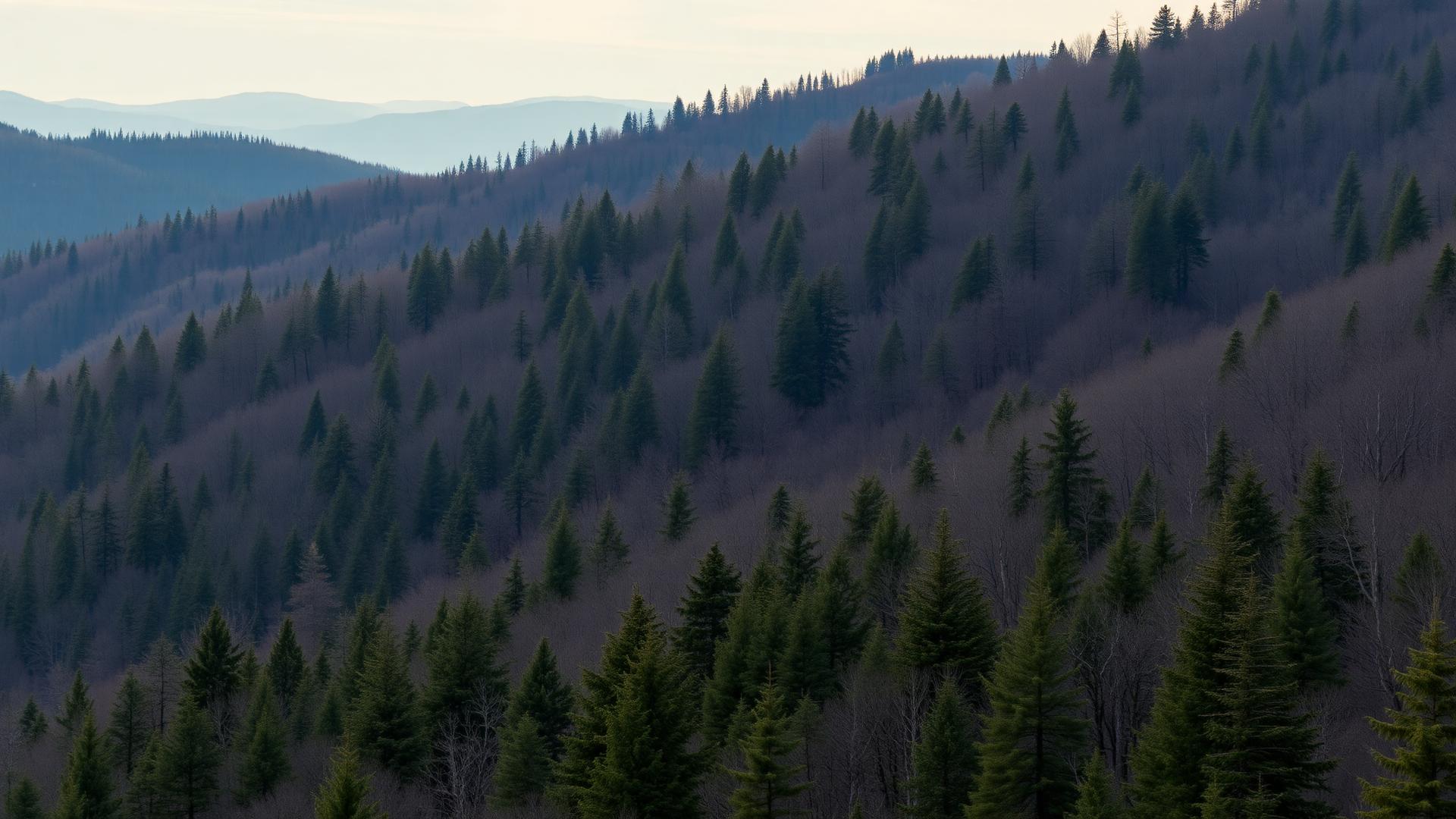 Forested mountainside near Split Rock at Lake Harmony